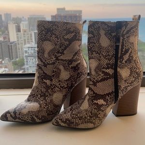 Snakeskin booties
